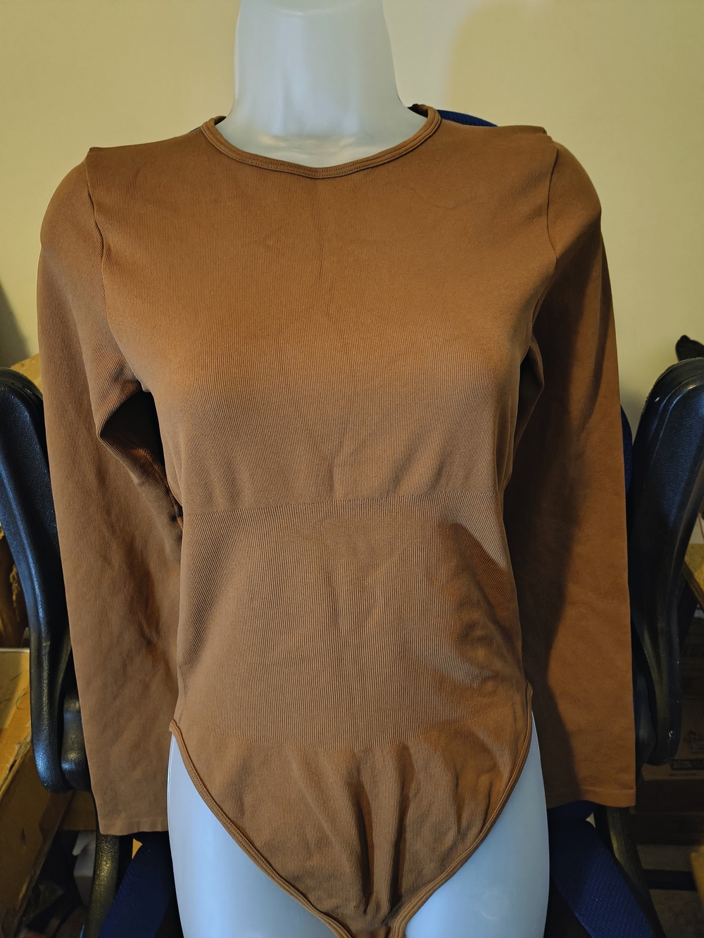 Women’s Long-Sleeve Brown Bodysuit